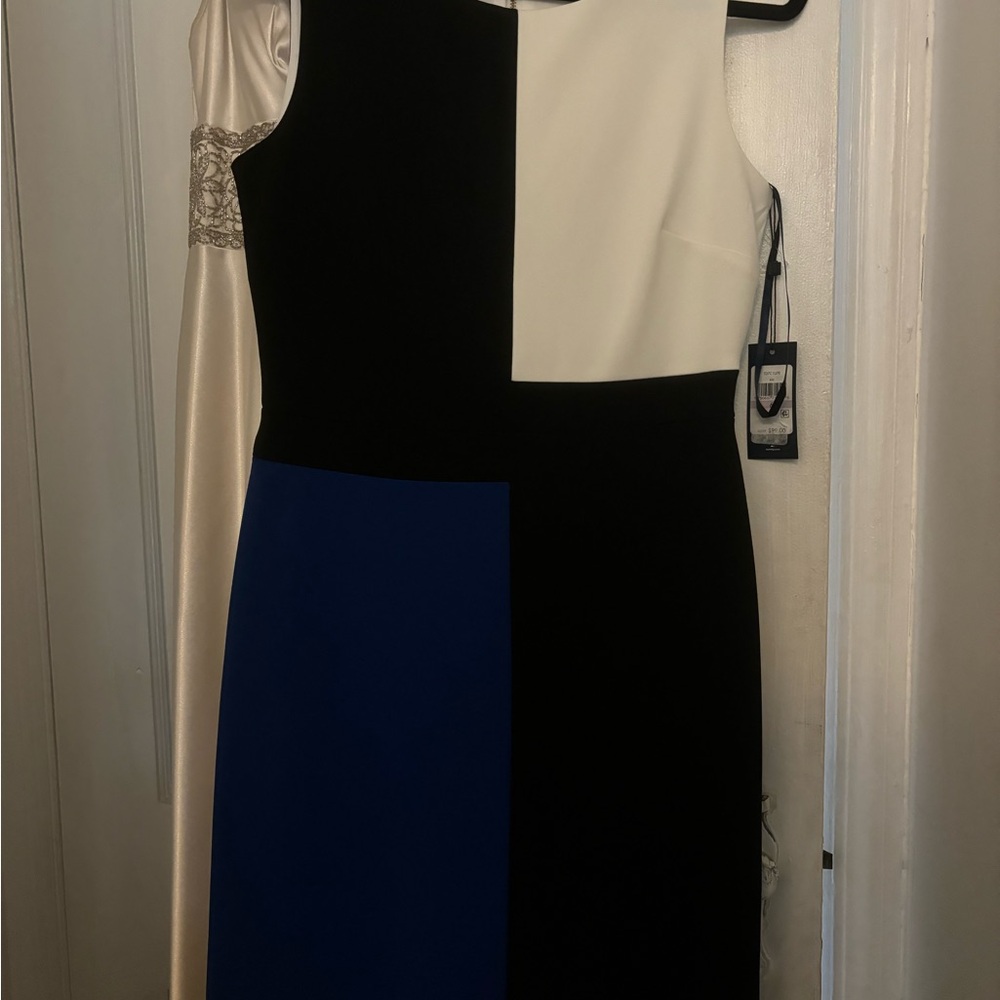 Tommy Hilfiger dress. Size 6. Black, blue, white. NWT. Was $99